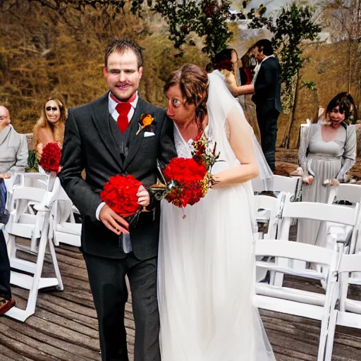 Image similar to wedding ceremony with a red fox as the bride