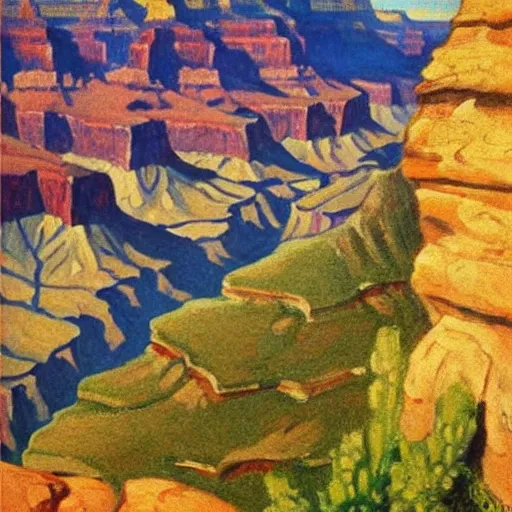 Prompt: Grand Canyon scene by Hopper. FROG! FROG! FROG! FROG!