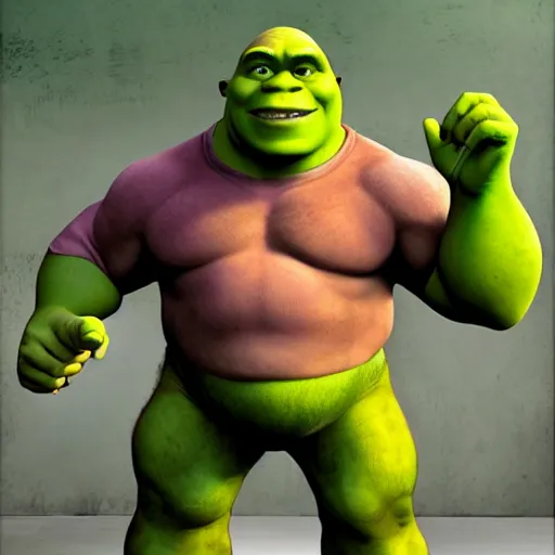 Image similar to Shrek as The Hulk