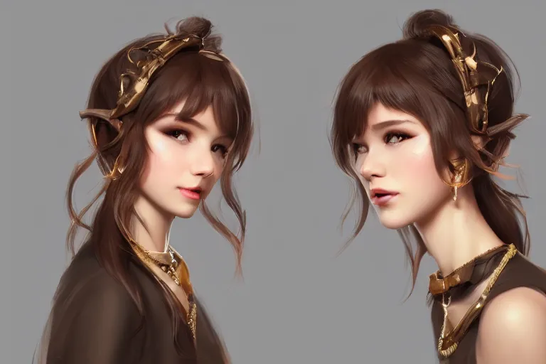 Image similar to female marten wearing jewlery with cute hairstyle, made by Stanley Artgerm Lau, WLOP, Rossdraws, ArtStation, CGSociety, concept art, cgsociety, octane render, trending on artstation, artstationHD, artstationHQ, unreal engine, 4k, 8k,