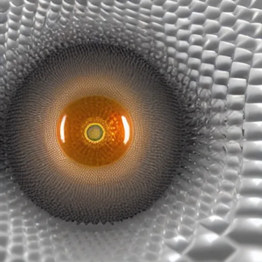 Image similar to closeup of a human eye made but the center is a honeycomb of bubblewrap plastic, hyper detailed 3d render, macro imagery