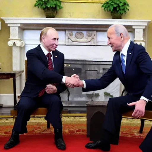 Image similar to biden and putin playing rock paper scissors, no one wins