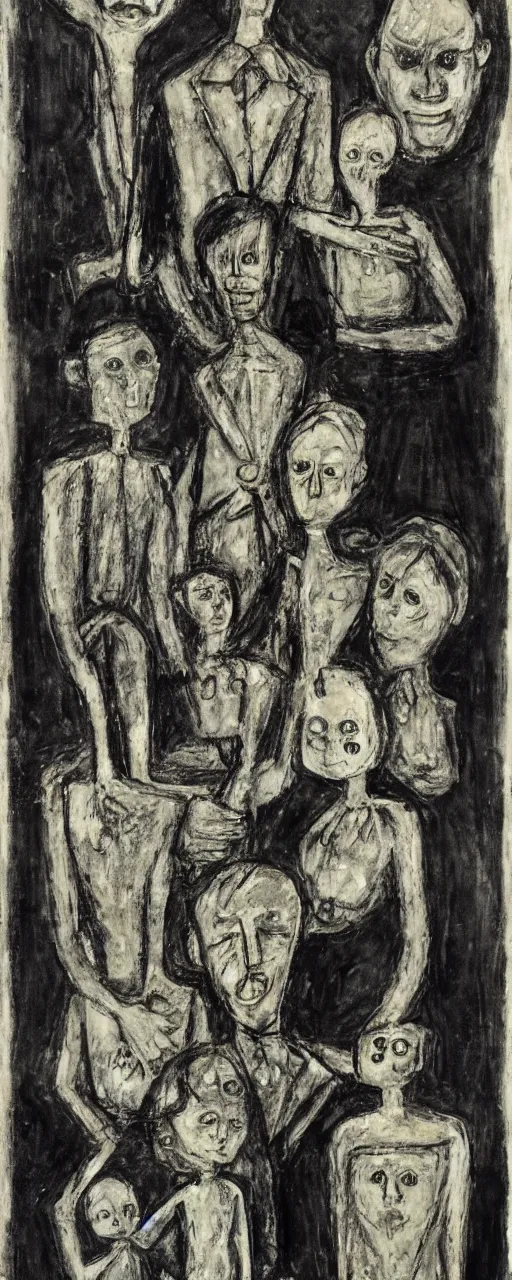 Image similar to diagram of a family, by bernard buffet and stephen gammell and emil nolde, 8 k, trending on artstation