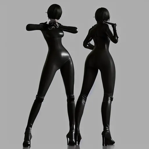 Prompt: 2 b nier automata wearing skintight clothes, 3 d render, anatomically correct, cinematic lighting, unreal engine, octane render, ray tracing, unity, highly detailed, high quality, hd, 4 k, 8 k, realistic, sharp, trending