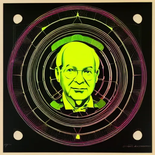 Image similar to individual john von neumann silk screen beeple style