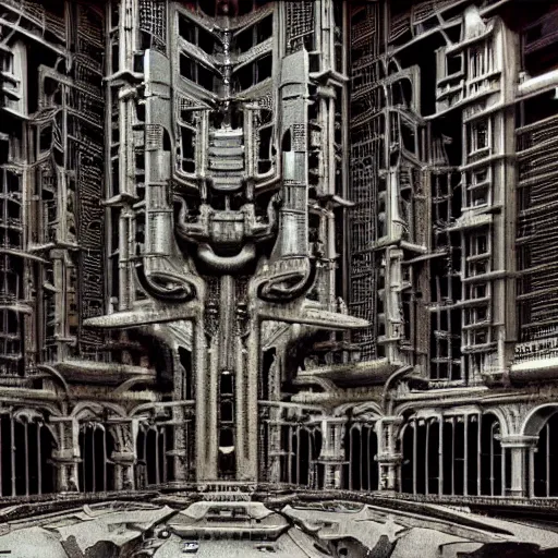 Prompt: highly advanced futurescape, intricate, high detailed, superstructures, elegant architecture, 8k, 144mm full shot, cinematic :: H.R. Giger ::