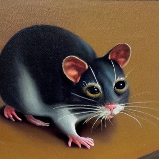 Image similar to a painting of a half rat half cat