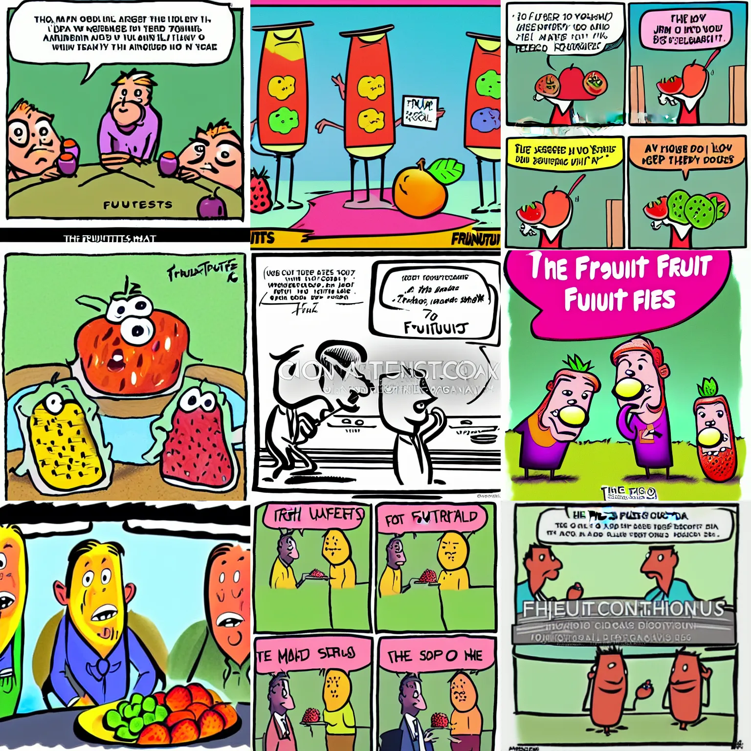 Prompt: the fruitties, cartoon