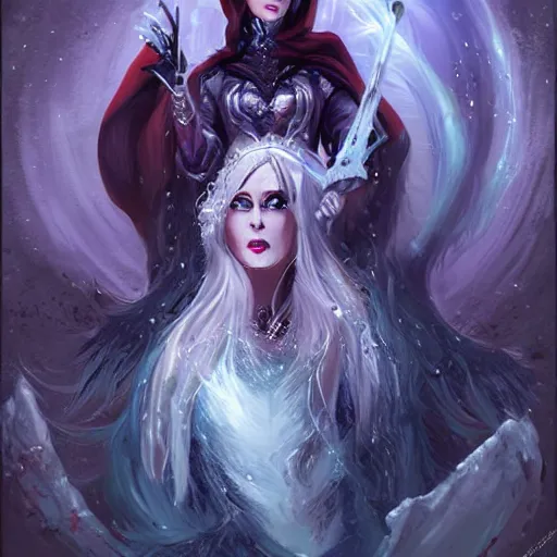 Image similar to ice witch destroys the patriarchy, trending on artstation, detailed art, high fantasy, beautiful