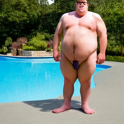 Prompt: Peter Griffin posing by the pool, photograph