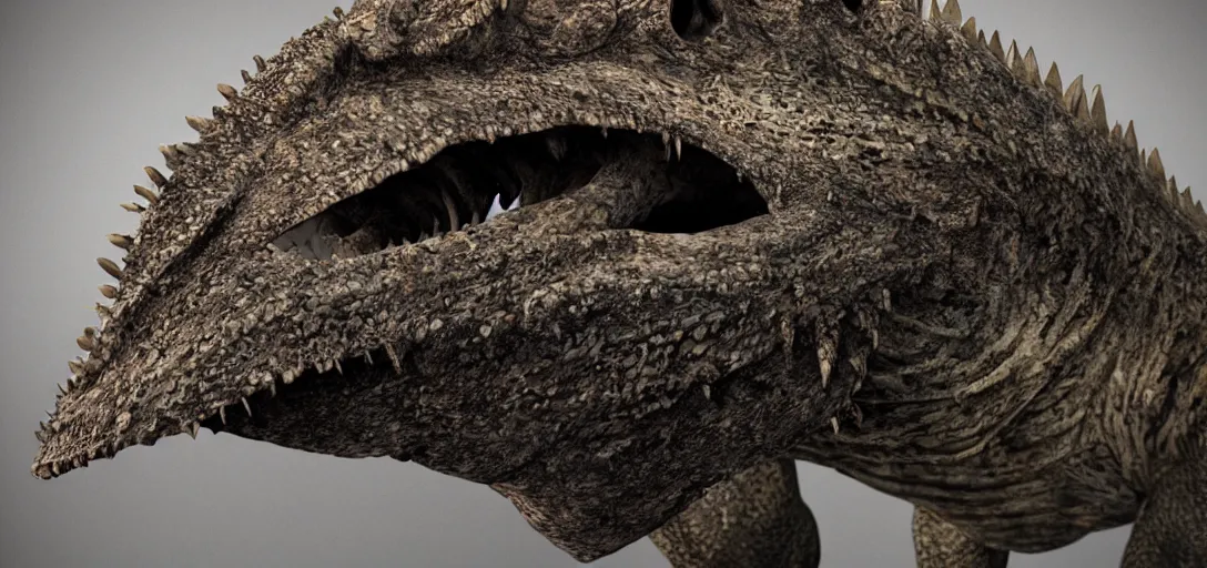 Image similar to huge hairy ((lizard)) with whale skull, 4K, realistic, scp, dark, horror, hair, hair, monster,