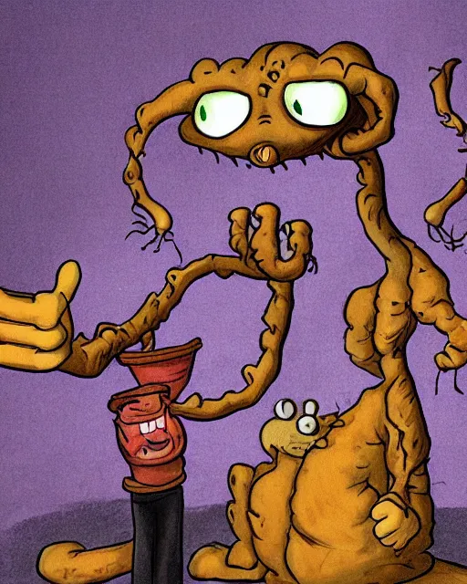 Prompt: Garfield the friendly eldritch abomination
