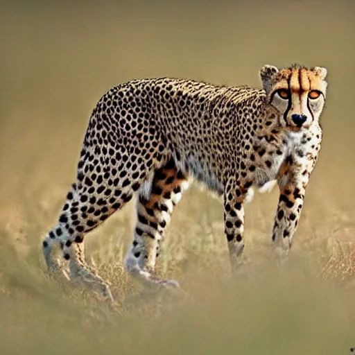 Image similar to a hybrid of a cheetah and a rabbit, national geographic photo