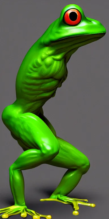 Prompt: muscular green frog man, character art, HD render 4k