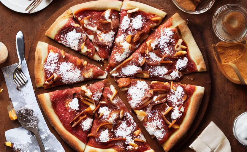 Image similar to cinnamon pizza, food photography