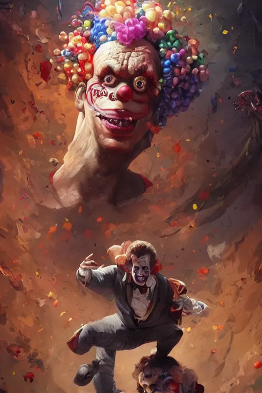 Image similar to emmanuel macron as a clown, realistic, high definition, 4 k, shimmering color, hyper detailed, art of greg rutkowski and magali villeneuve and artgerm