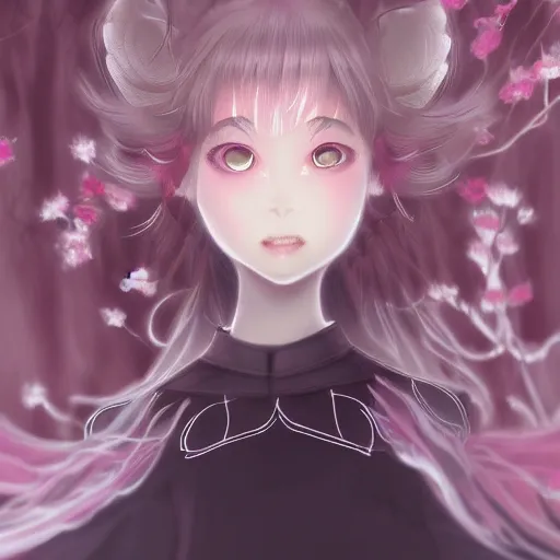 Prompt: Sakura from Cardcaptor Sakura facing absolute horror, fantasy, sharp focus, intricate, elegant, digital painting, artstation, matte, highly detailed, concept art, illustration, ambient lighting