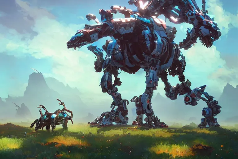 Image similar to longleg machine mecha animal beast robot of horizon forbidden west horizon zero dawn bioluminiscence, behance hd by jesper ejsing, by rhads, makoto shinkai and lois van baarle, ilya kuvshinov, rossdraws global illumination