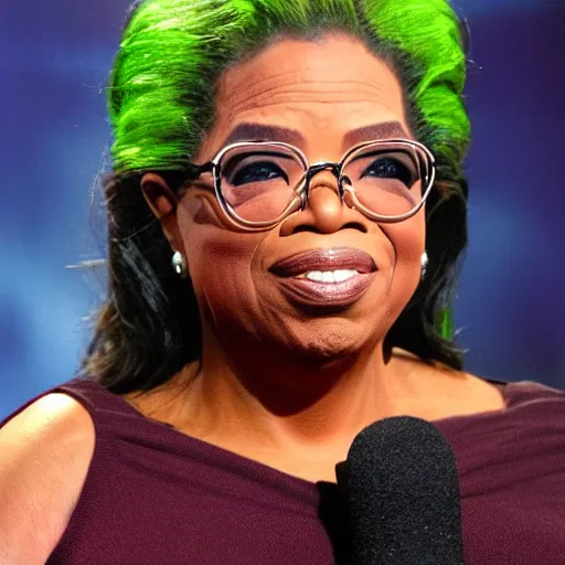 Image similar to transformation of oprah into alien xenomorph, hideous, disturbing, slime