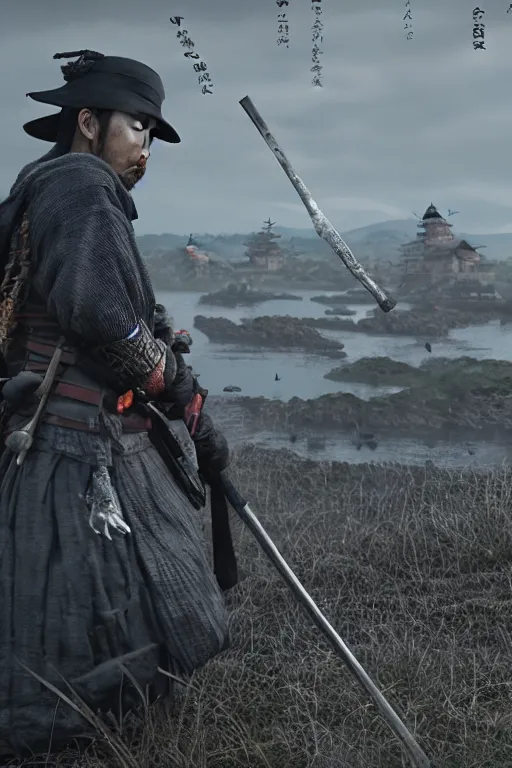 Prompt: ghost of tsushima movie, uhd, arstation, 4 k, detail, ultra realistic by jacqueline e, tafy, bo feng, love hate love