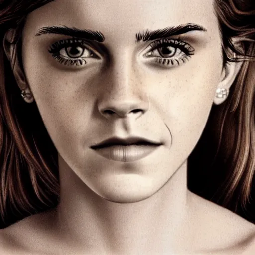 Image similar to emma watson portrait, drawn by dave gibbons, extreme detail, sharp focus