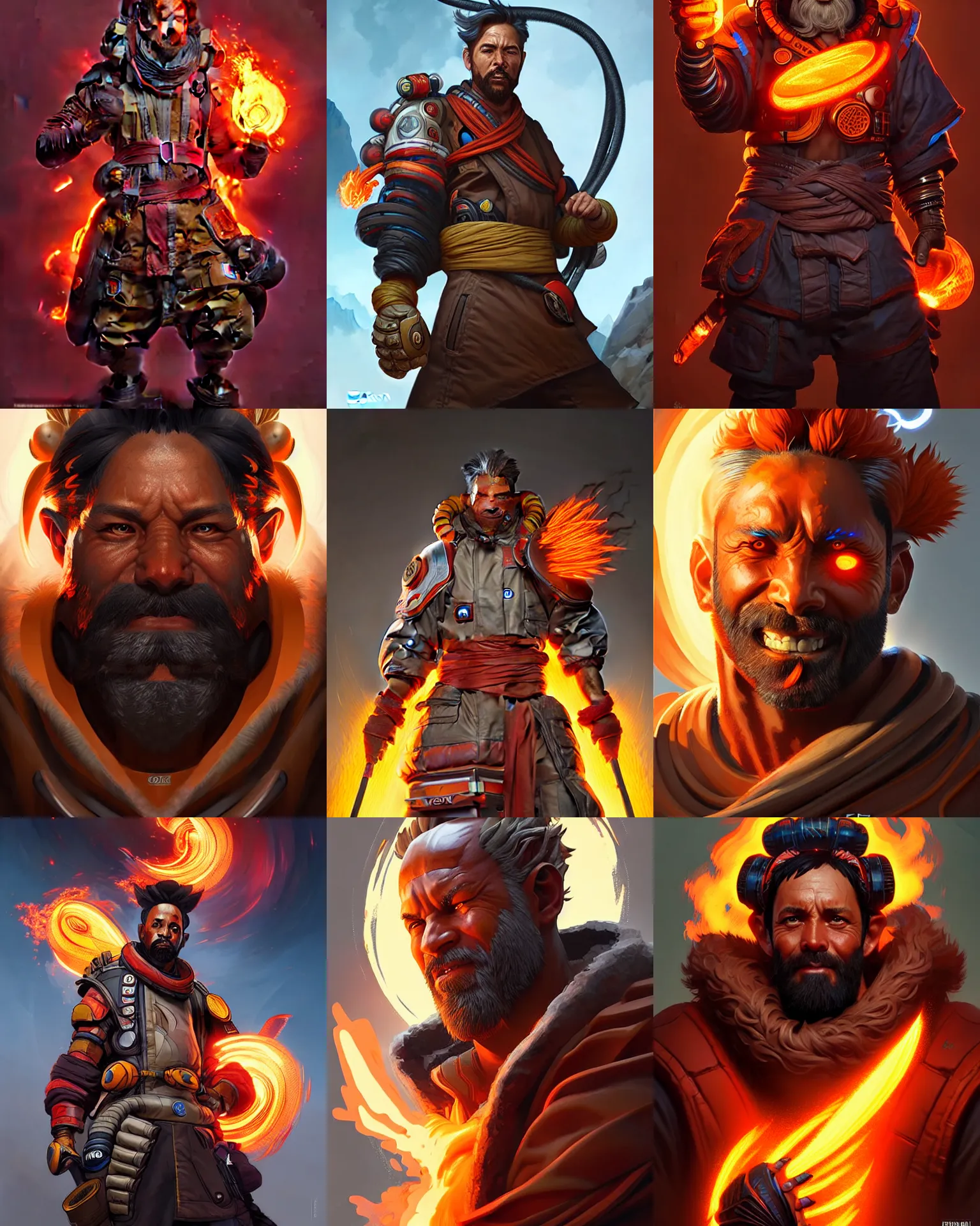 Prompt: fire god as an apex legends character digital illustration portrait design by, mark brooks and brad kunkle detailed, gorgeous lighting, wide angle action dynamic portrait