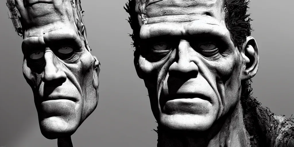 Image similar to portrait concept art of frankenstein, alive scene!, wallpaper hd, intricate detail, 8 k, 4 k, trending on artstation