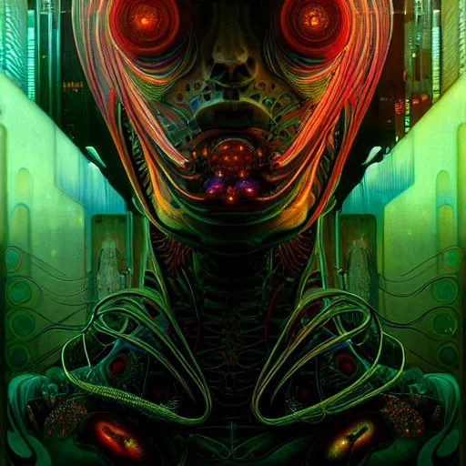 Image similar to extremely psychedelic beautiful brutalist cyborg organism infected by night. intricate, elegant, highly detailed, extremely lifelike photorealistic digital painting, artstation. steichen, gaston bussiere, tom bagshaw, brutalist cyberpunk alphonse mucha, geiger. elegant minimalism. anatomically correct. sharp focus. black. surreal lush cosmic hallucination