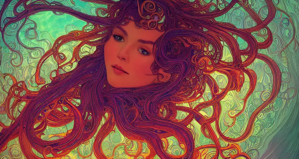 Prompt: insanely psychedelic ocean, paisley ripples, backlit, 🦑 dmt octopus, sunrise 🌅, refracted lighting, psychedelic ocean art, elegant, 8 k resolution, intricate and fine details, digital painting, artstation, illustration, krenz cushart, alphonse mucha