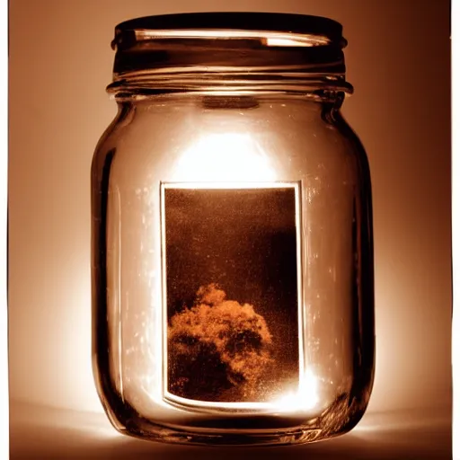 Prompt: smokey dreams in a jar, light by a single ray of sunlight, Award Winning Masterpiece On 85mm by Simon Bruntnell