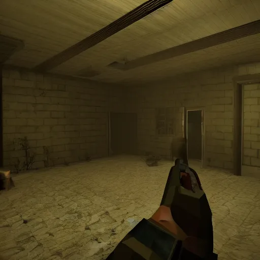 Image similar to low poly horror game screenshot in the style of resident evil and silent hill