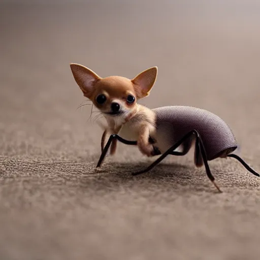 Prompt: photo of an ant chihuahua hybrid