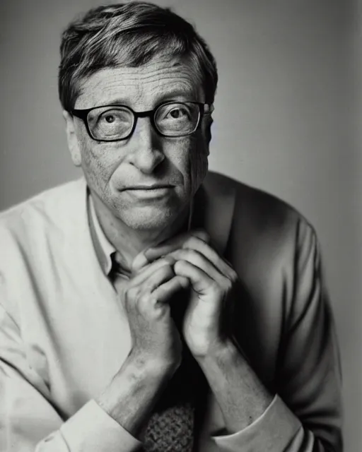 Prompt: portrait photograph of bill gates, by yousuf karsh, highly detailed, dslr photography