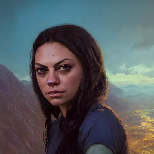 Image similar to highly detailed portrait, mila kunis, in gta v, stephen bliss, unreal engine, fantasy art by greg rutkowski, loish, rhads, ferdinand knab, makoto shinkai and lois van baarle, ilya kuvshinov, rossdraws, tom bagshaw, global illumination, radiant light, detailed and intricate environment