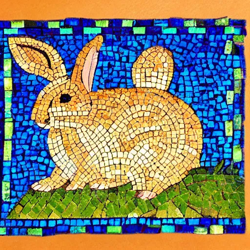 Image similar to a rabbit in the style of ancient mosaic