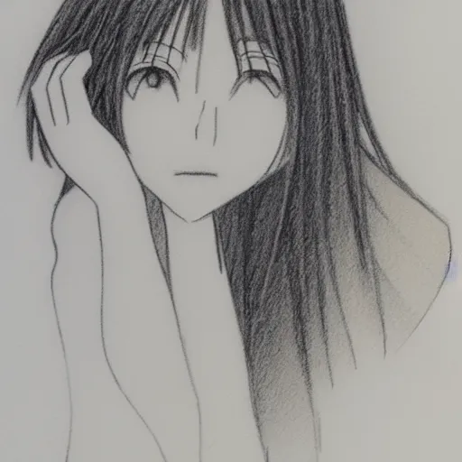 Prompt: a lonely girl by hiramatsu reiji. pencil sketch.