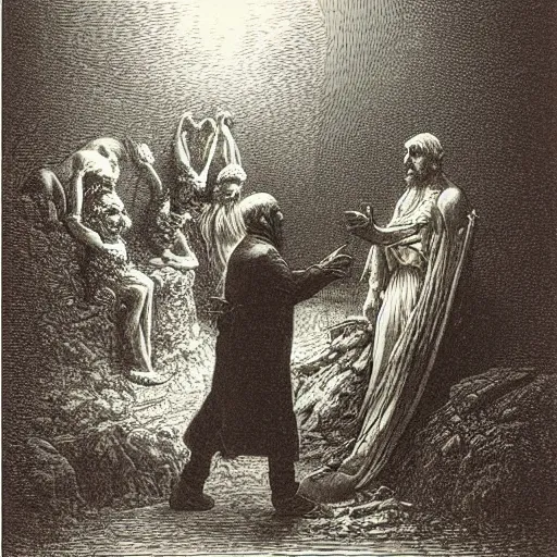 Prompt: Miloš Zeman, Gustave Dore lithography