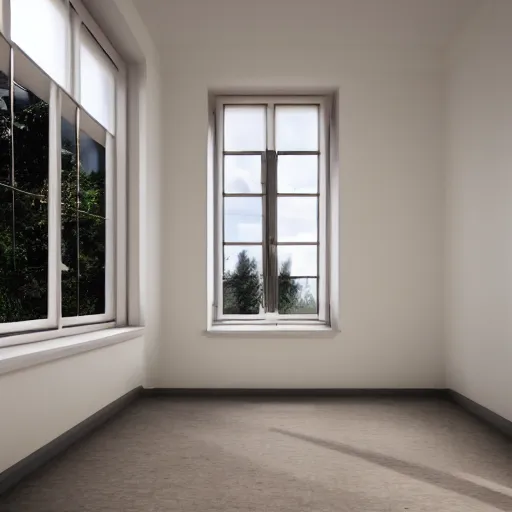 liminal space empty room opening up to windows bliss | Stable Diffusion