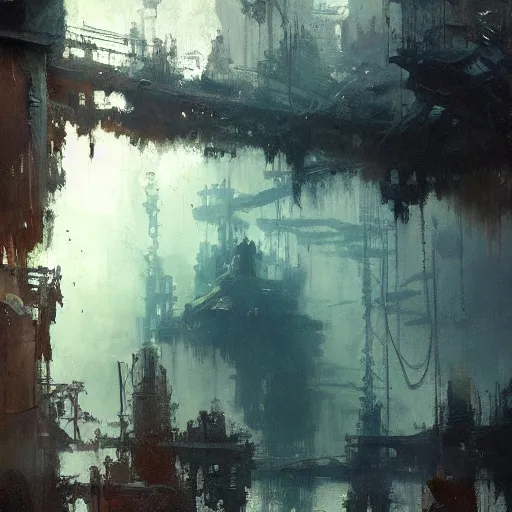 Image similar to highly detailed underwater city painted by jeremy mann