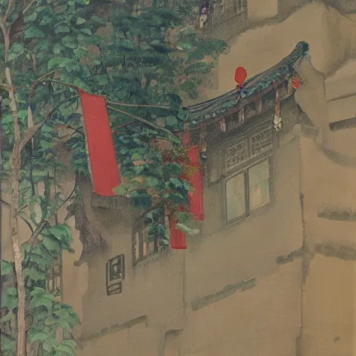 Prompt: 两只猫在橙色的背景前正在玩乒乓球, oil painting