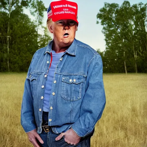 Prompt: a medium - shot of donald trump, south redneck, natural light, photography, photorealistic by terry richardson