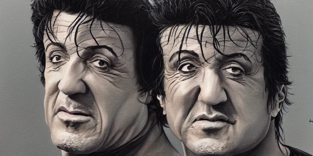 Image similar to a beautiful painting of sylvester stallone by aaron horkey, trending on artstation