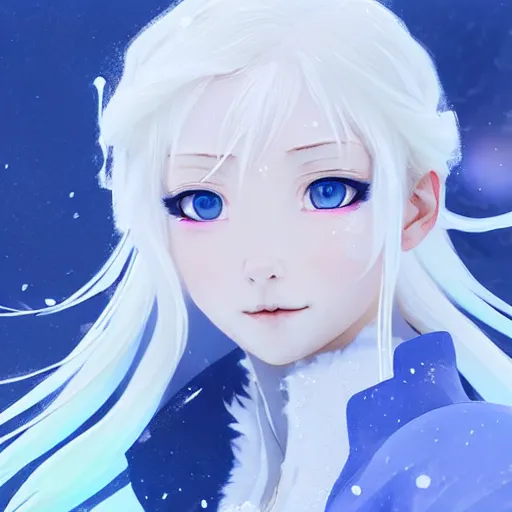 white-haired anime girl frozen in an ice floe, | Stable Diffusion | OpenArt