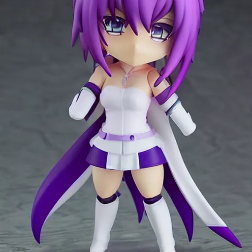 Prompt: neon white video game, neon violet, an anime nendoroid of neon violet, figurine, detailed product photo