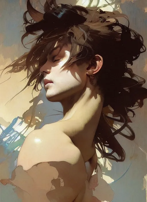 Prompt: beautiful neutral earth toned palette knife painting artwork by yoji shinkawa jeremy mann, 🤸♀, charlie bowater and magali villeneuve and alphonse mucha, gaston bussiere, craig mullins, j. c. leyendecker, by artgerm