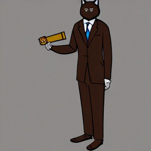 Image similar to digital art of anthromorphic cat wearing a suit