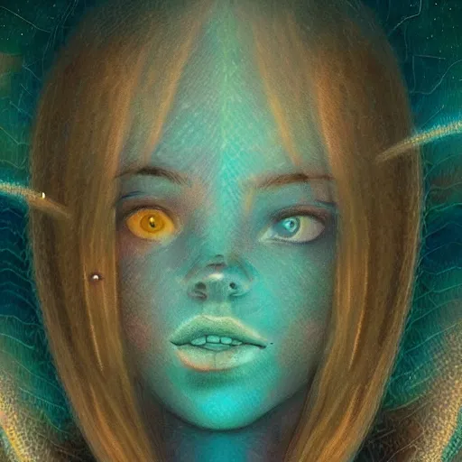 Image similar to beautiful detailed artistic portrait of a person travelling between different astral planes. grainy and rough. fine detail. soft colour scheme. artistic painting by lurid ( 2 0 2 2 ). featured on deviantart.