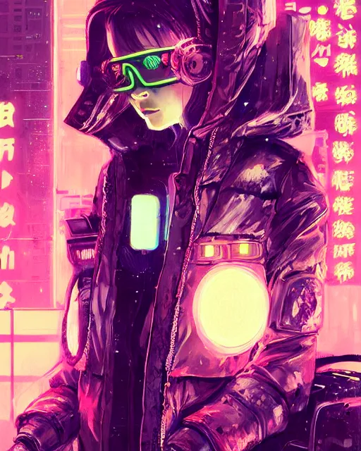 Image similar to detailed portrait neon operator girl, cyberpunk futuristic, neon, reflective puffy coat, decorated with traditional japanese by ismail inceoglu dragan bibin hans thoma greg rutkowski alexandros pyromallis nekro rene margitte, illustrated, perfect face, fine details, realistic shaded, fine - face, pretty face