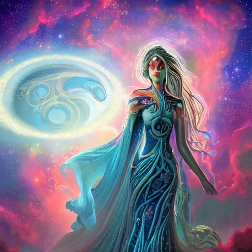 Image similar to somewhere in the cosmos we shall meet beautiful magical details and accents, astral cosmic illustration, by pablo amaringo, amazing background, cinematic lighting, colorful textured detail, storybook illustration, sharp images, 3 - d 8 k, high resolution, in the style of anne stokes, gerald brom, alexis franklin, elena masci, giger