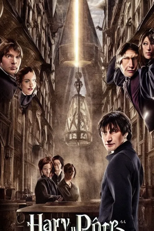 Image similar to Keanu Reaves playing Harry Potter in Harry Potter and the Rise Of The Machines Movie Poster